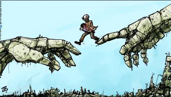 كاريكاتير اطفال غزة الناجون / حجاج